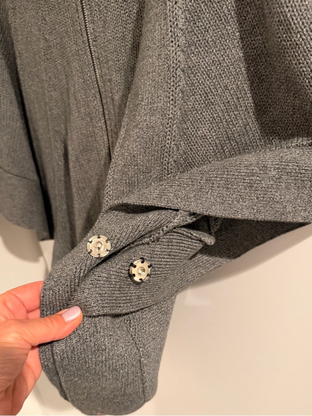 Cotton by Autumn Cashmere 100% Cotton Zip Up Poncho Sweater Charcoal Grey Small - Picture 10 of 13